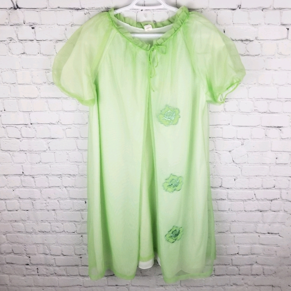 VINTAGE | 60s flower flowy short robe & nightgown set